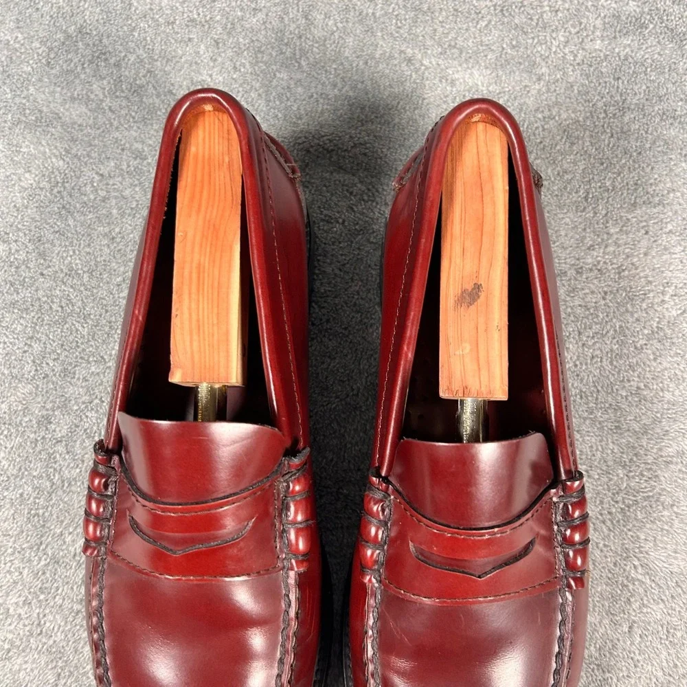 Antonio Parriego Burgundy Leather Penny Loafers Beefroll Mens 9 EU 42 Made Spain